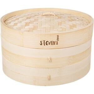 Bamboo Steamer Basket (10 inch) with Liners and Recipe Guide